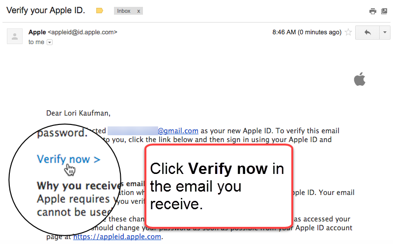 Click Verify now in the email you receive.