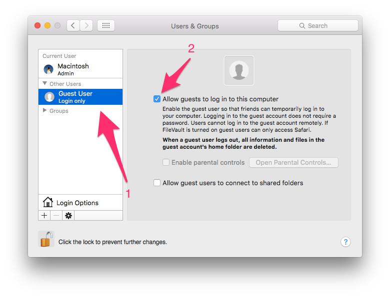create guest user account macos