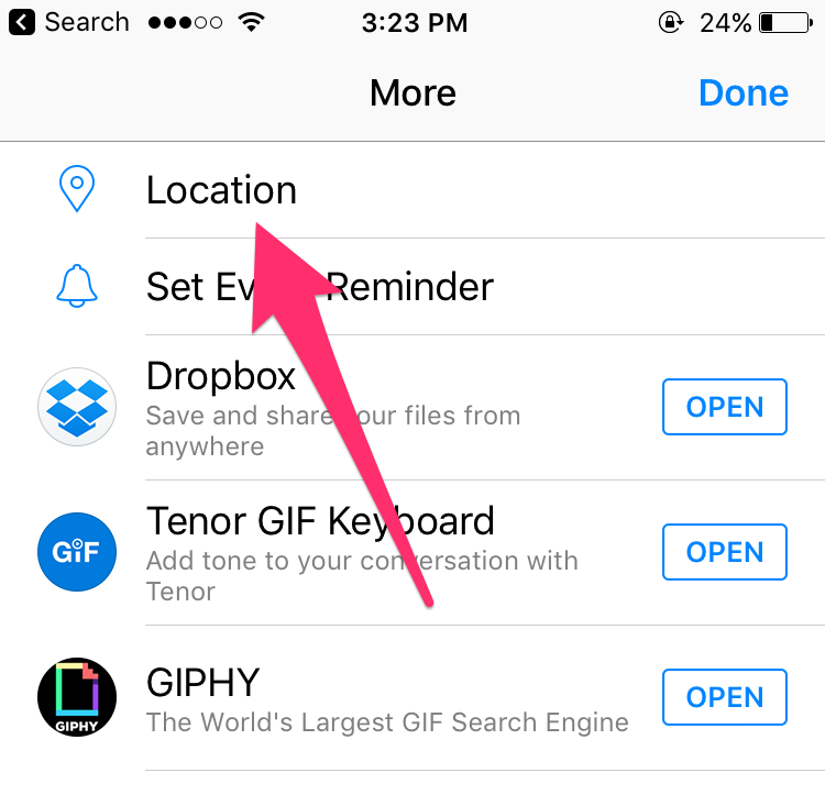 share location on facebook messenger iphone