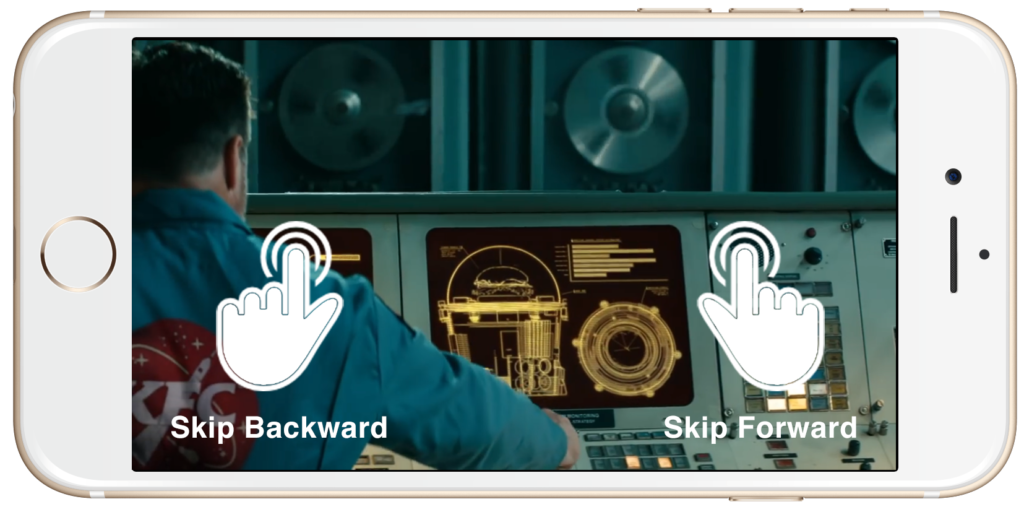 skip video forward backward 10 seconds iphone