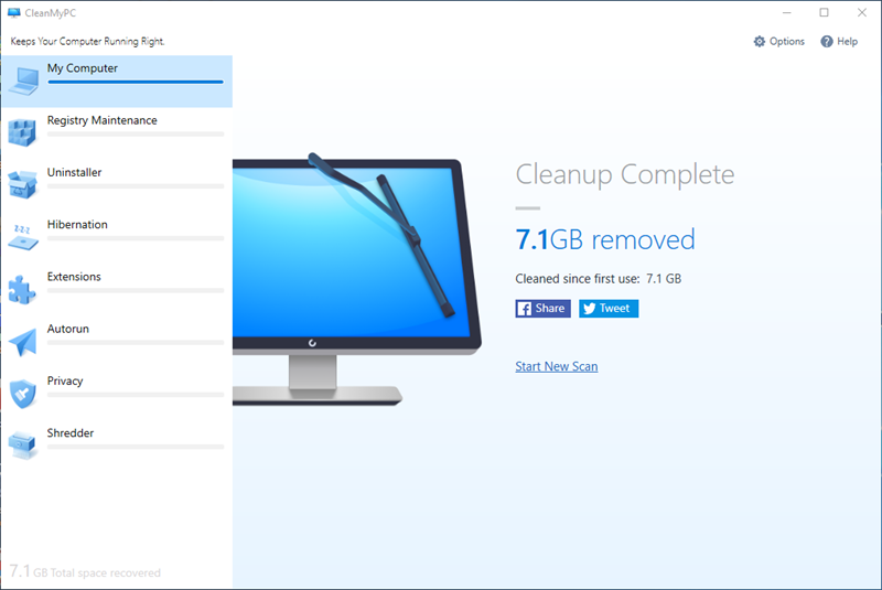 Cleanup completed in CleanMyPC.
