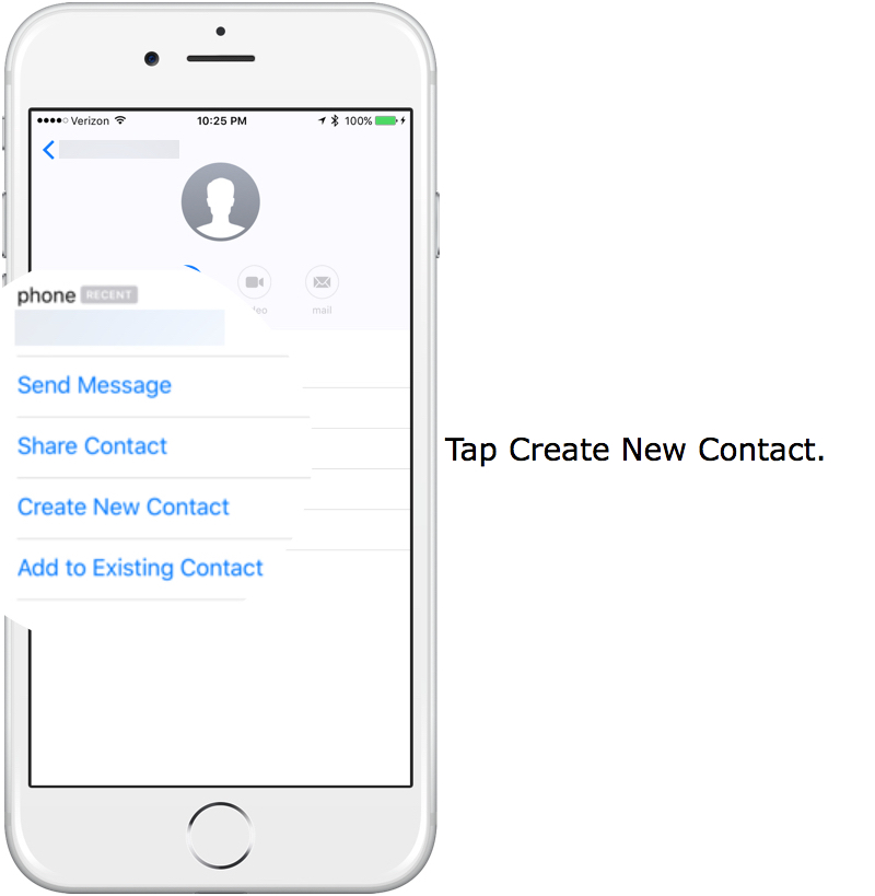 Tap Create New Contact.