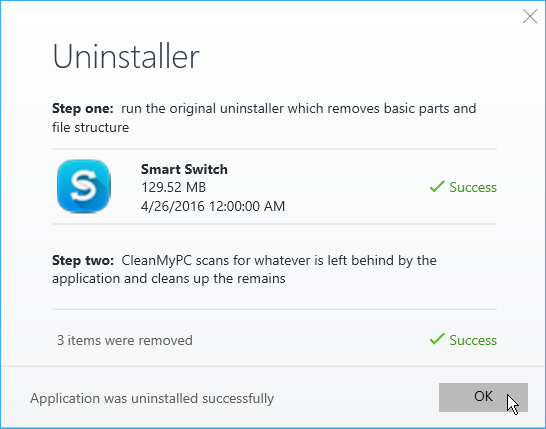 Completely uninstall applications using CleanMyPC.