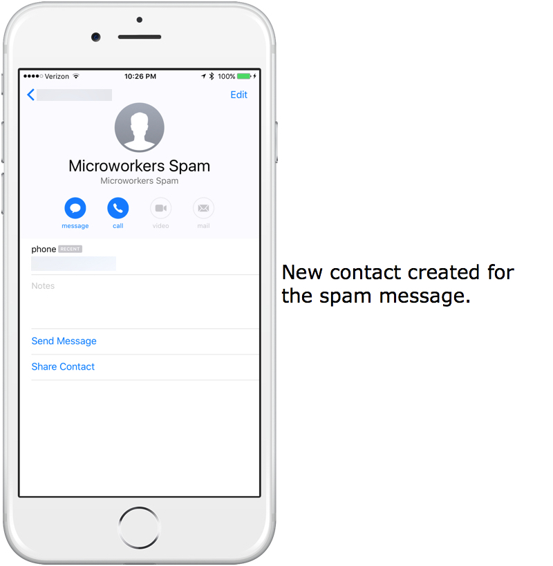 New contact created.