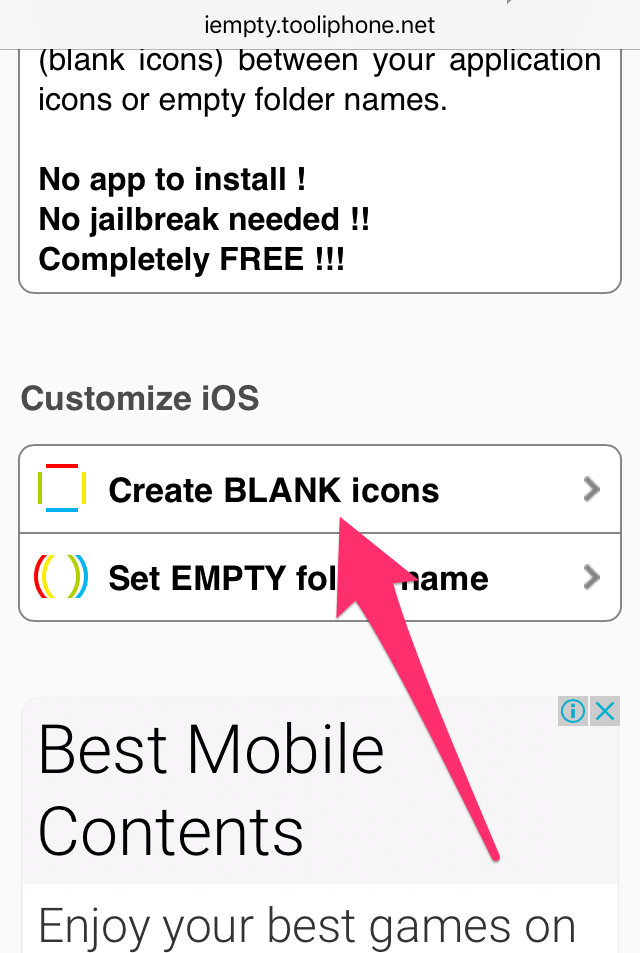 create blank icons on iphone