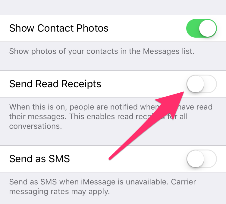 disable read receipts imessage iphone