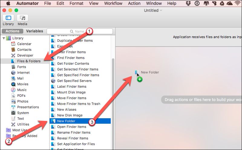 Drag New Folder into workflow