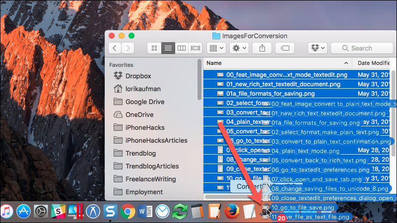 Drag image files to app on dock