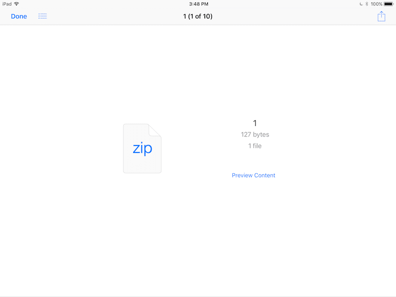 Files app Zip preview
