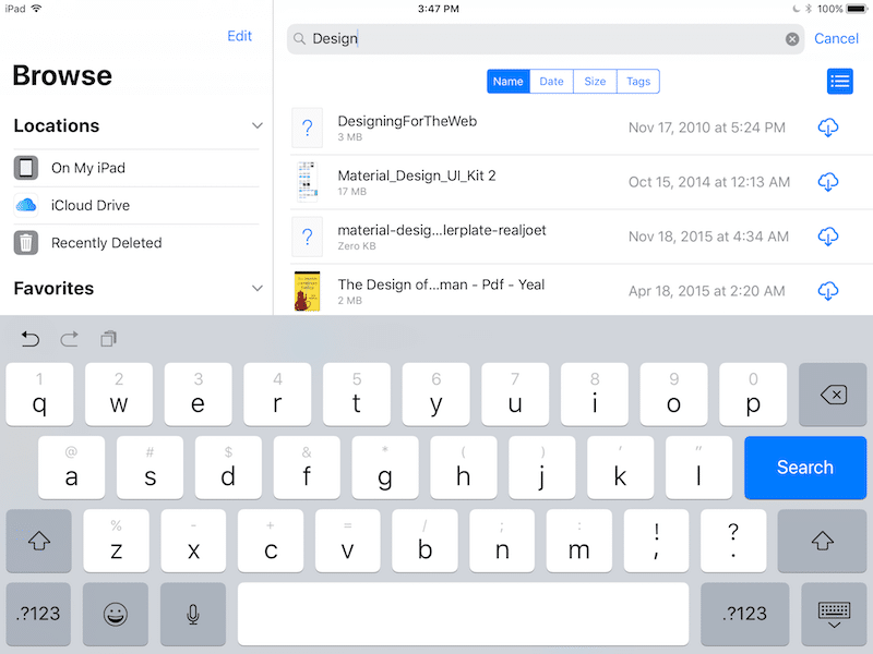 Files app search