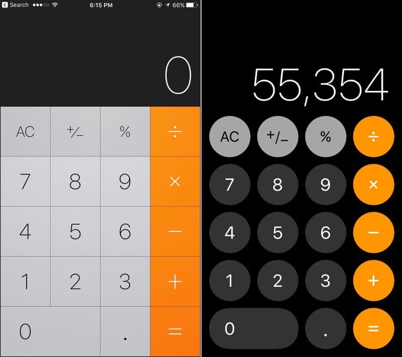 iOS 10 vs iOS 11 Calculator