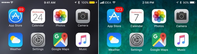 iOS 10 vs iOS 11 status bar
