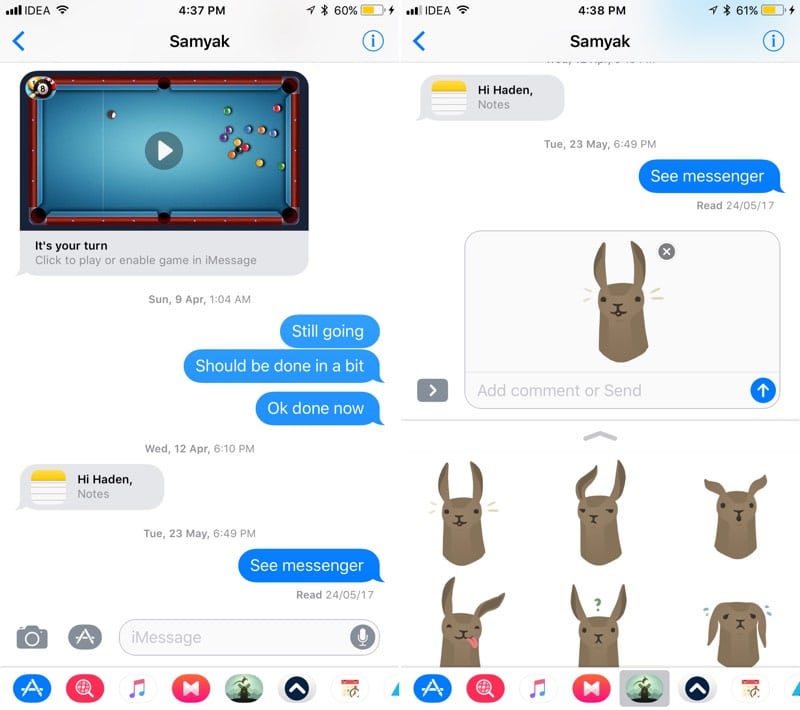 iOS 11 Messages iMessage Apps