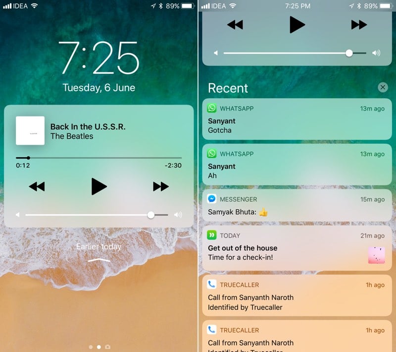 iOS 11 Notification Center redesign