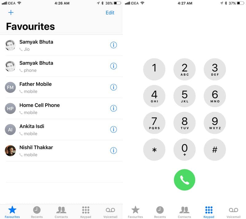 Phone app bolder text iOS 11 UI