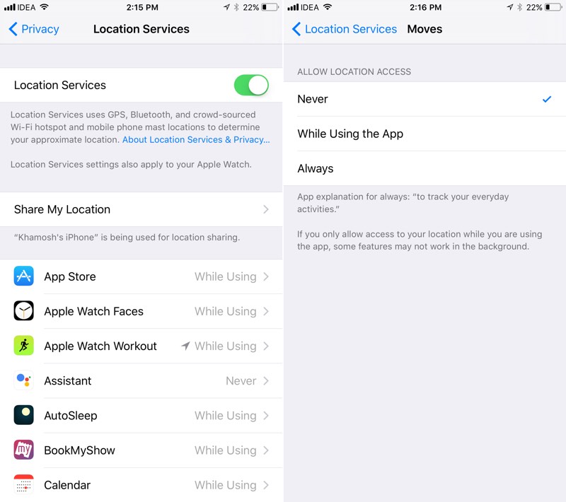 iOS 11 location services