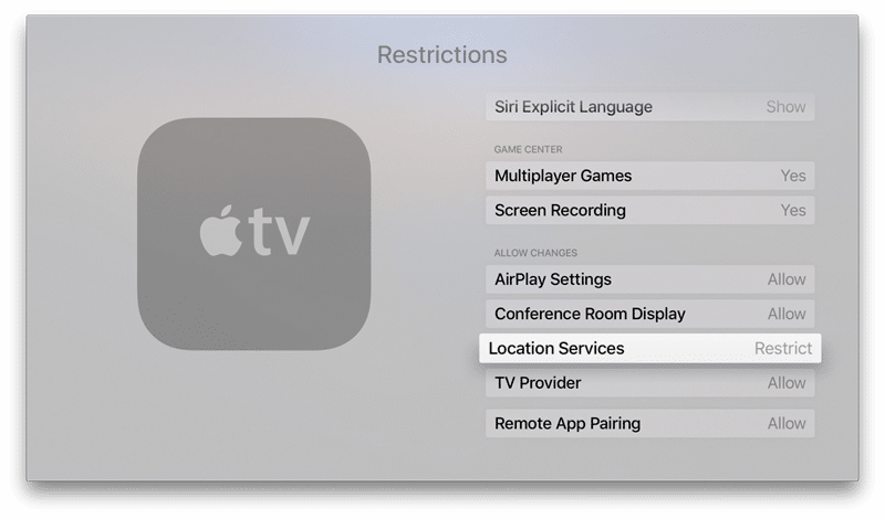 Apple TV Allow Changes