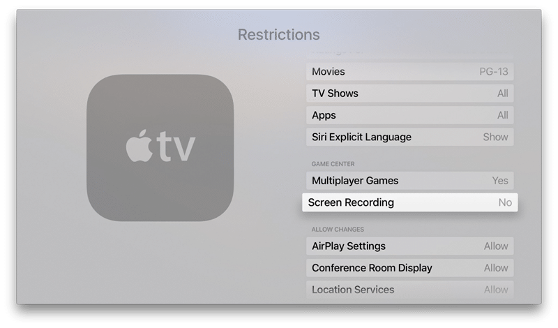 Apple TV Game Center Restrictions