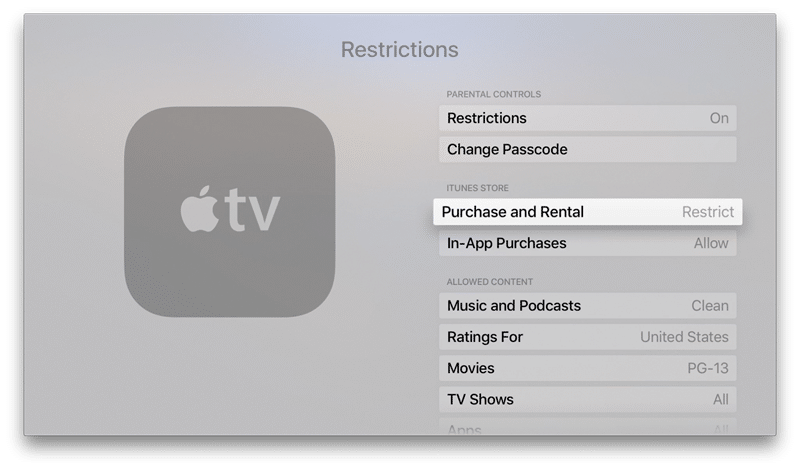 Apple TV iTunes Store Restrictions