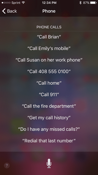 Phone Siri Commands