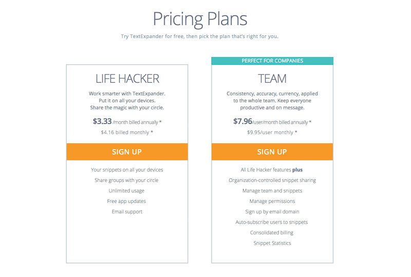 TextExpander pricing