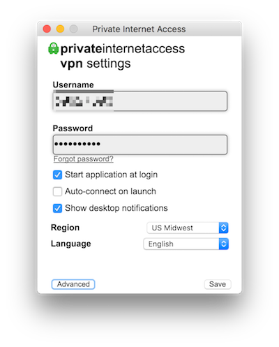 Private Internet Access Mac app 1