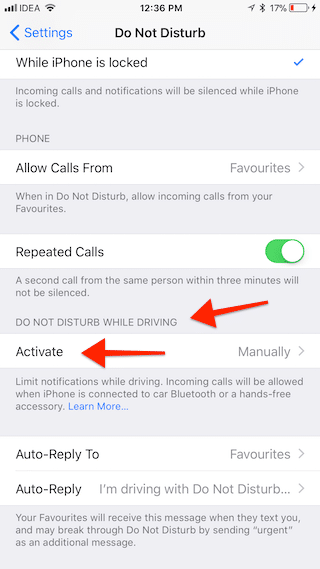 iOS 11 Do Not Disturb While Driving 3