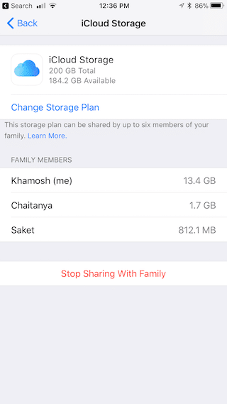 iOS 11 Share iCloud Storage With Family 12