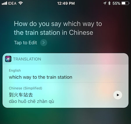 Siri Translate iOS 11