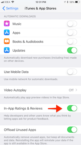 iOS 11 Disable App Store Rating Popups 2