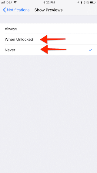 iOS 11 Disable Notification Previews 3