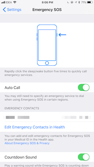 iOS 11 Emergency Services 2