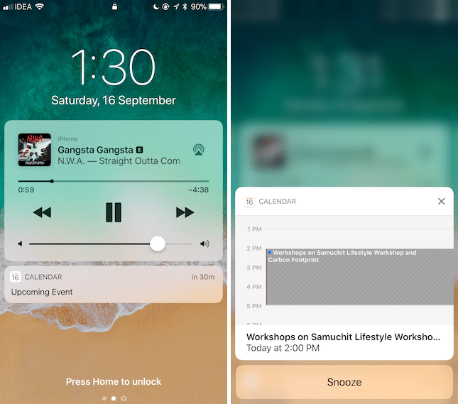 iOS 11 Lock screen and Notification Center
