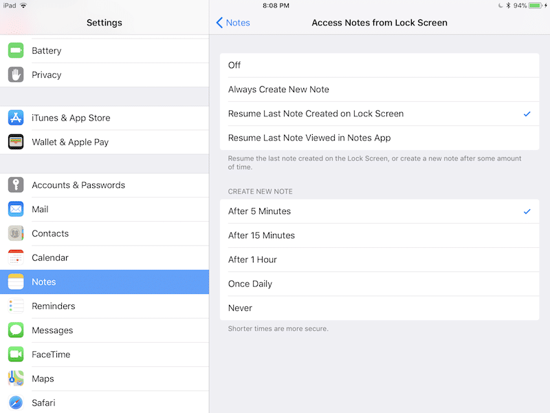 iOS 11 New Settings Access from Lock screen iPad