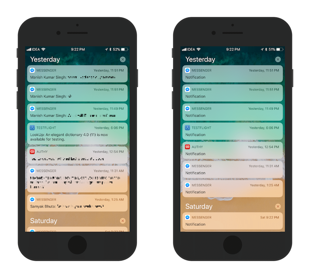 iOS 11 Notification Preview Example