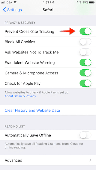 iOS 11 Safari Settings 1