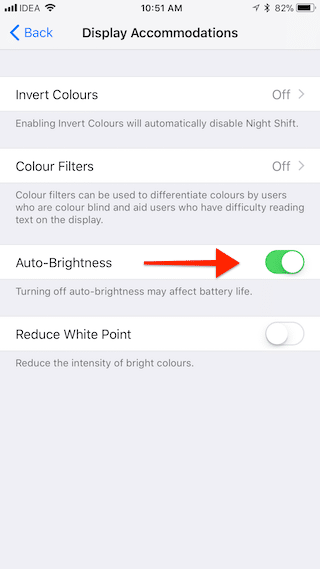 iOS 11 auto brightness turn off 5