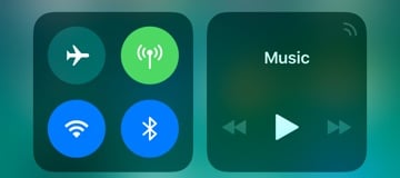 iOS 11 - Wi-Fi and Bluetooth toggles - On