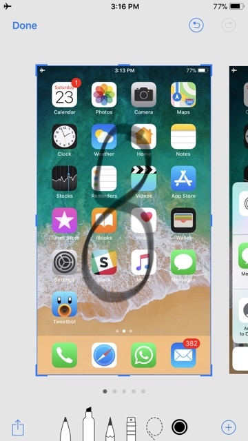 Markup screenshot on iPhone 8 or iPhone 8 Plus