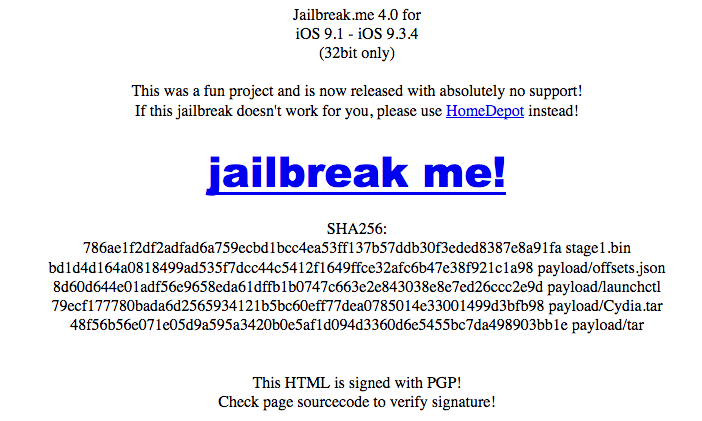 JailbreakMe 4.0: iOS 9.1 - iOS 9.3.4 Jailbreak