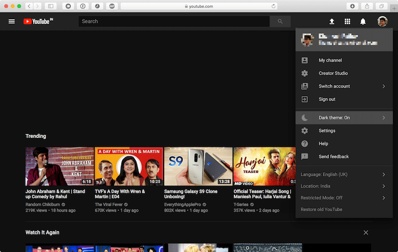YouTube Dark Theme Safari Mac