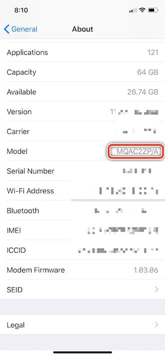 Settings - Model Identifier