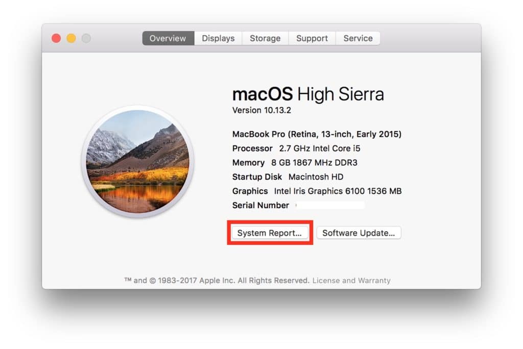 macOS High Sierra - About this Mac