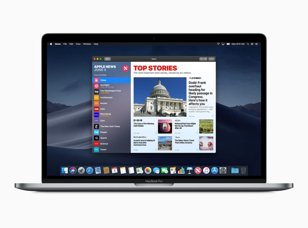 Apple News app in macOS Mojave