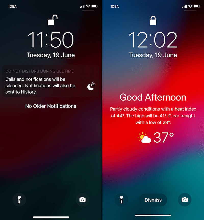 iOS 12 Do Not Disturb Weather Widget