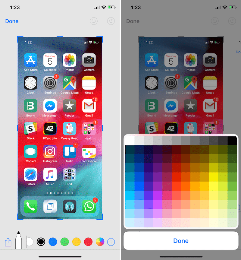 iOS 12 Markup Color Picker