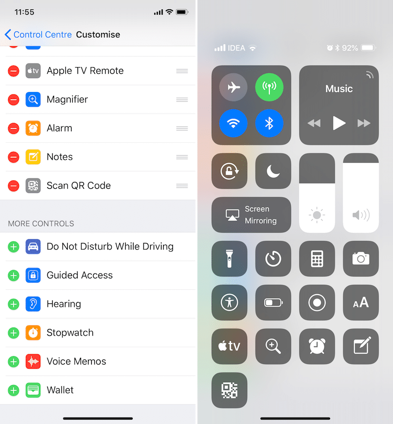 iOS 12 QR Code Control