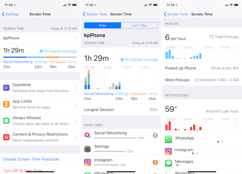 iOS 12 Screen Time Section