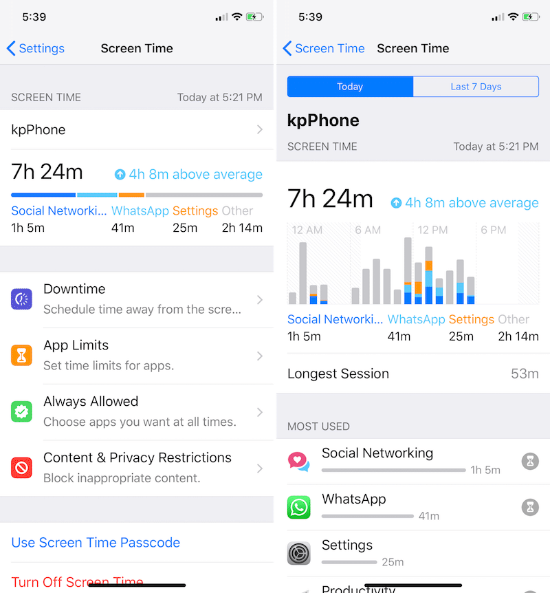 iOS 12 Screen Time Stats