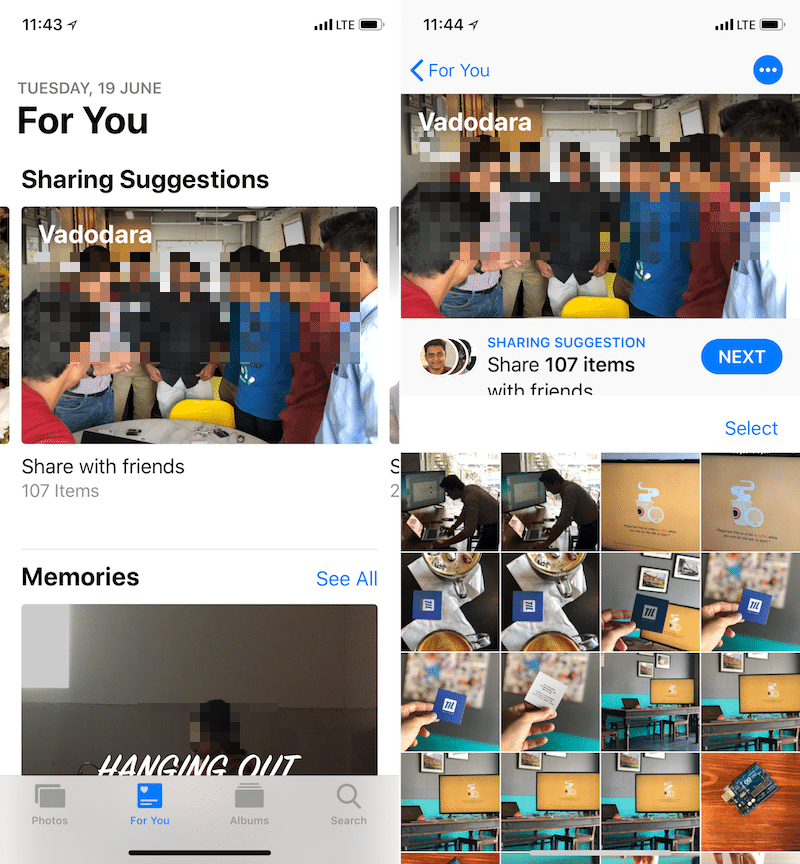 iOS 12 Smart Suggestions Photo Sharing 1